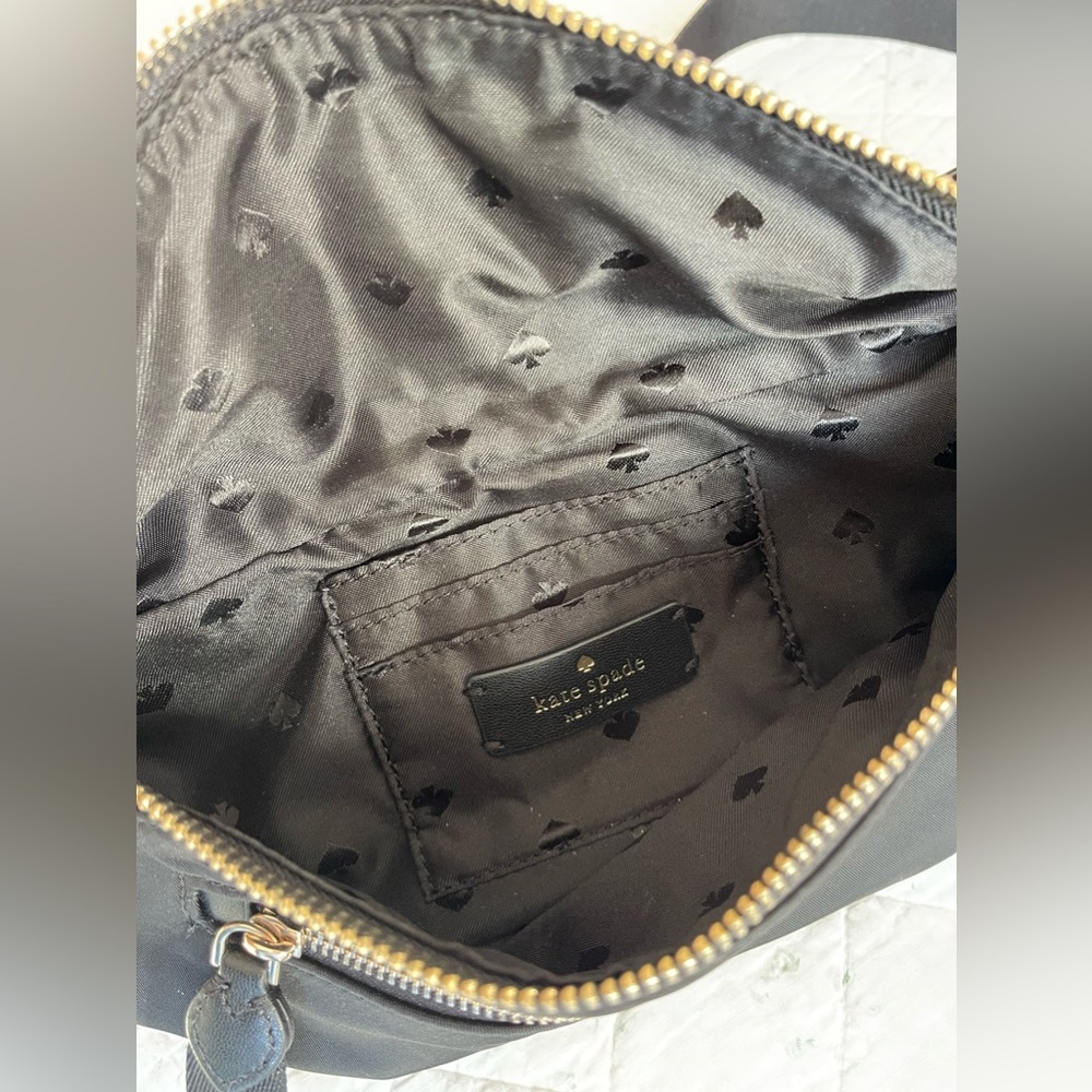 USED KATE SPADE NYLON CHELSEA BETTER BLACK BELT BAG FANNY LEATHER TRIM $249 - Picture 7 of 7
